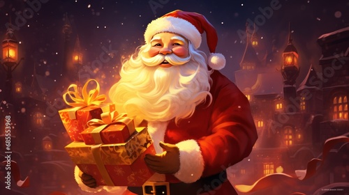 a santa clause statue. Ai ilustration. digital painting. Generative AI Artificial Intelligence Artwork