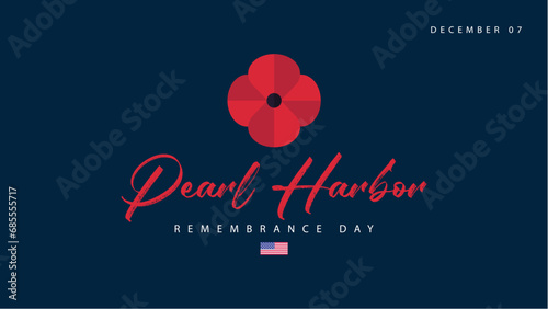 Pearl Harbor Remembrance Day. Vector illustration of flowers from origami paper. Suitable for banners, greeting cards, web, social media etc photo