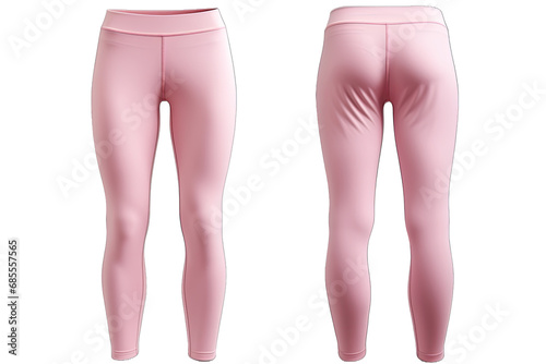 front and back view Pink Leggings, on a transparent background photo