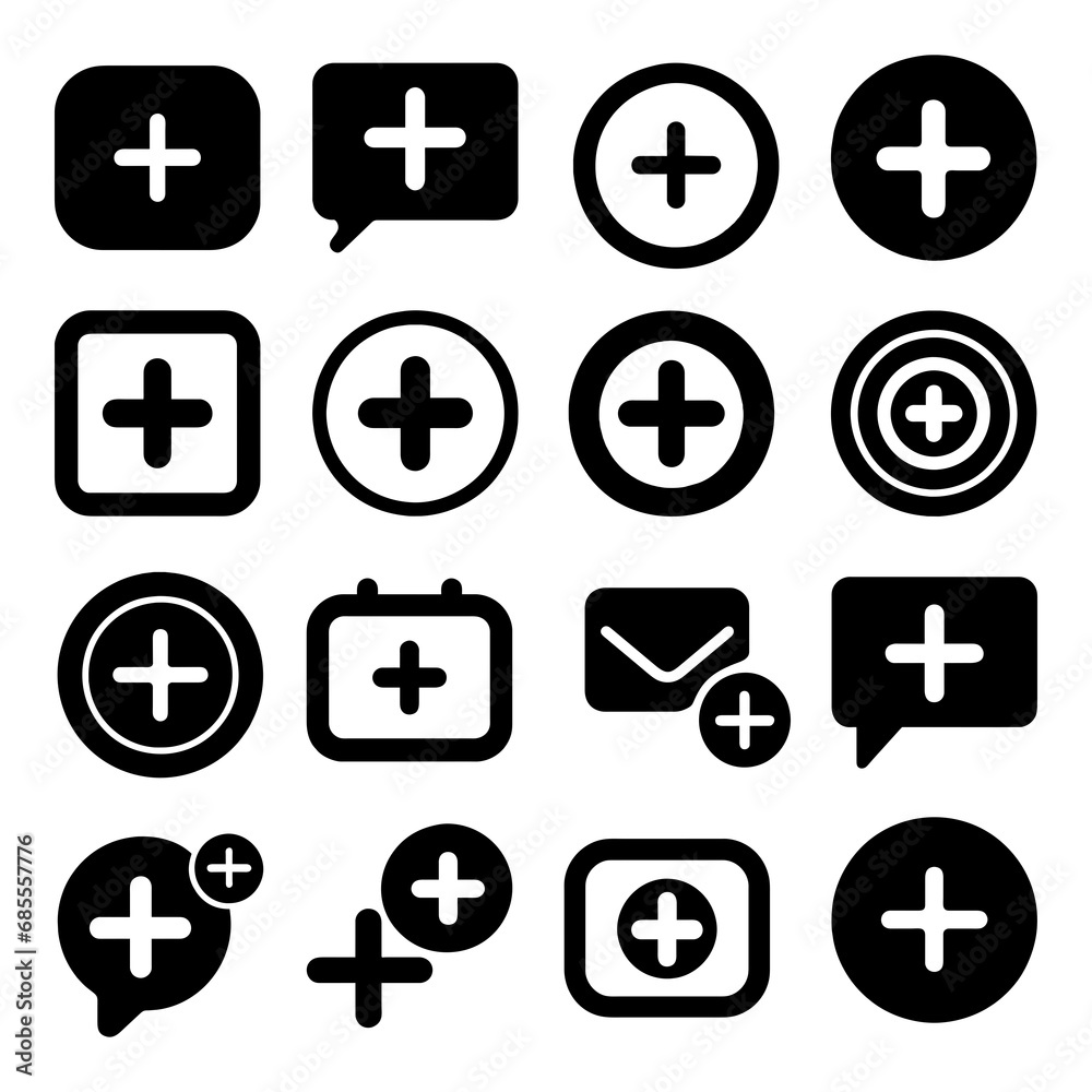 Set of add icon. Pictogram vector design. Set of add icon. Pictogram vector design.