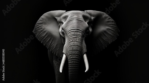 close up of elephant on black background generated by AI tool © Sundas