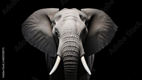 close up of elephant on black background generated by AI tool