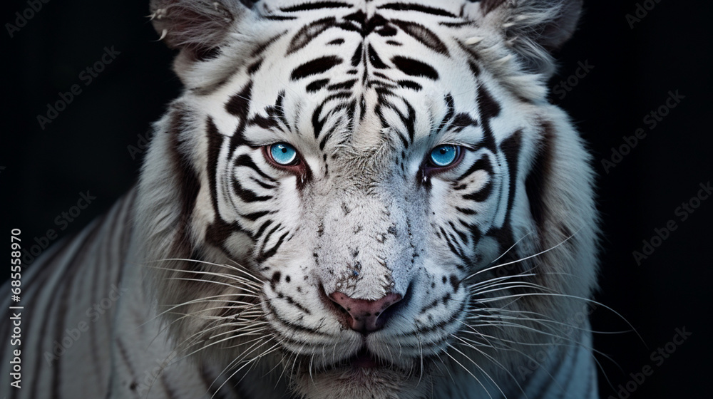 Majestic Tiger Portrait on Black Background Majestic Tiger Portrait on Black Background