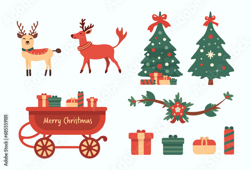 Christmas Asset Pack with Deers Christmas trees and Presents