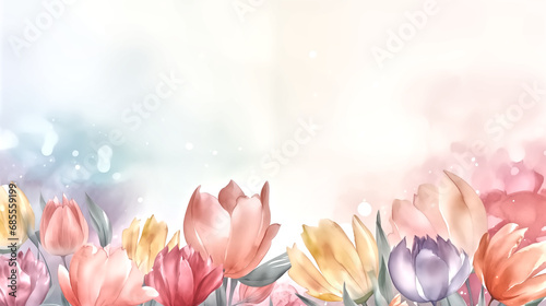 flowers banner mockup, may, colorful watercolor mother's day