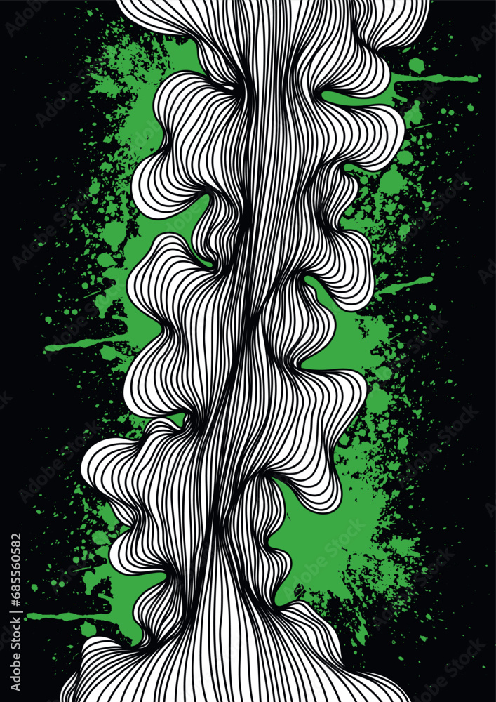 custom made wallpaper toronto digitalAbstract composition of wavy black lines on the background of a green grunge blob