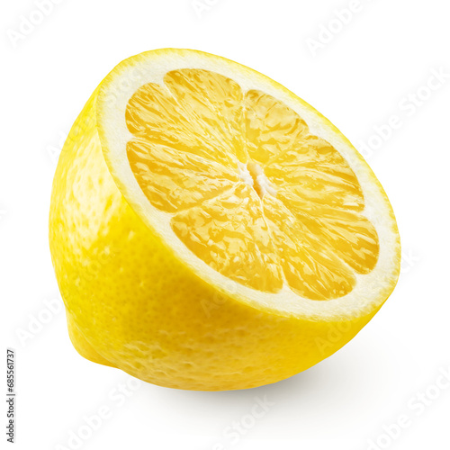 Lemon isolated. Ripe half of a lemon on a transparent background.