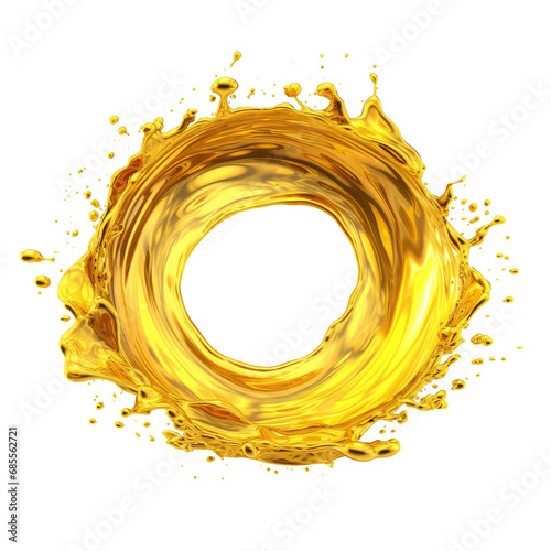 Splash of olive or engine oil arranged in a circle isolated on transparent Generative AI