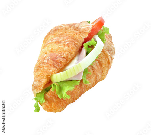 Fresh croissant sandwich transparent png