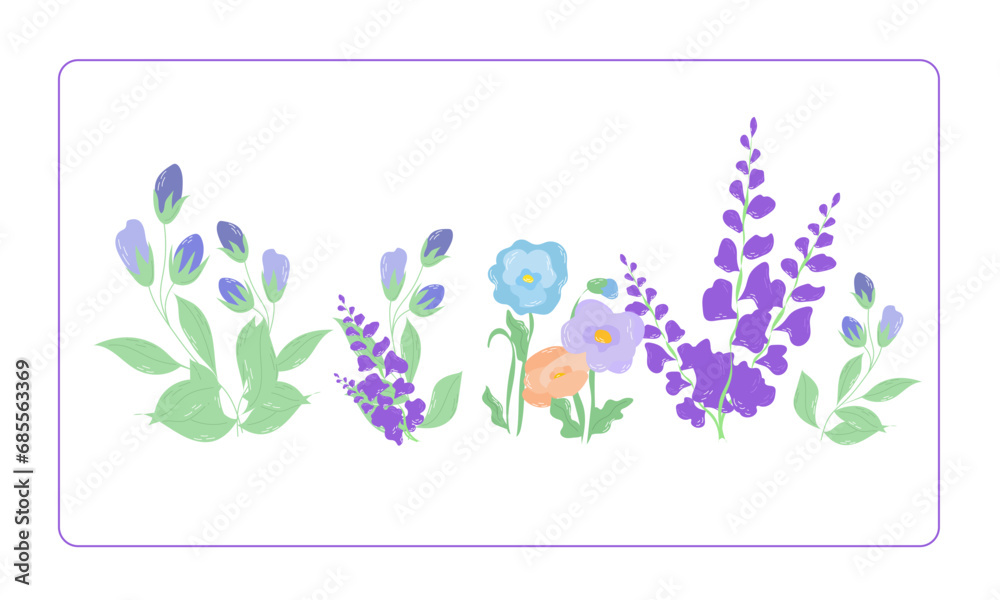 set of flowers vector illustration