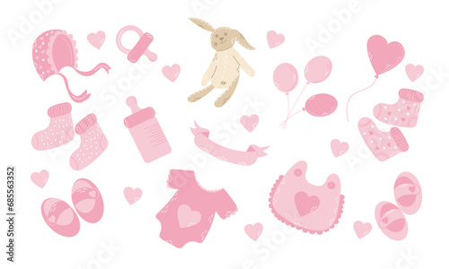 baby girl set vector illustration
