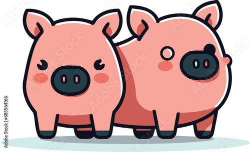 Piggy bank cute cartoon character vector illustration