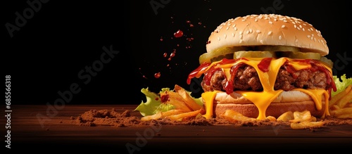 Yummy burger with cheese an...