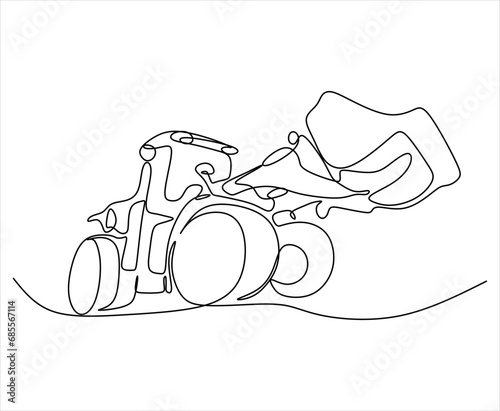 Continuous line of construction machine is a tractor excavator