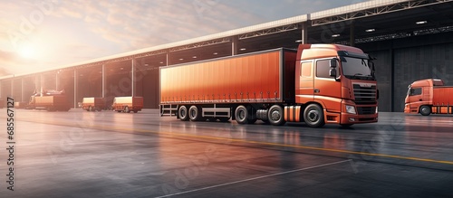 Trucks delivering cargo con...
