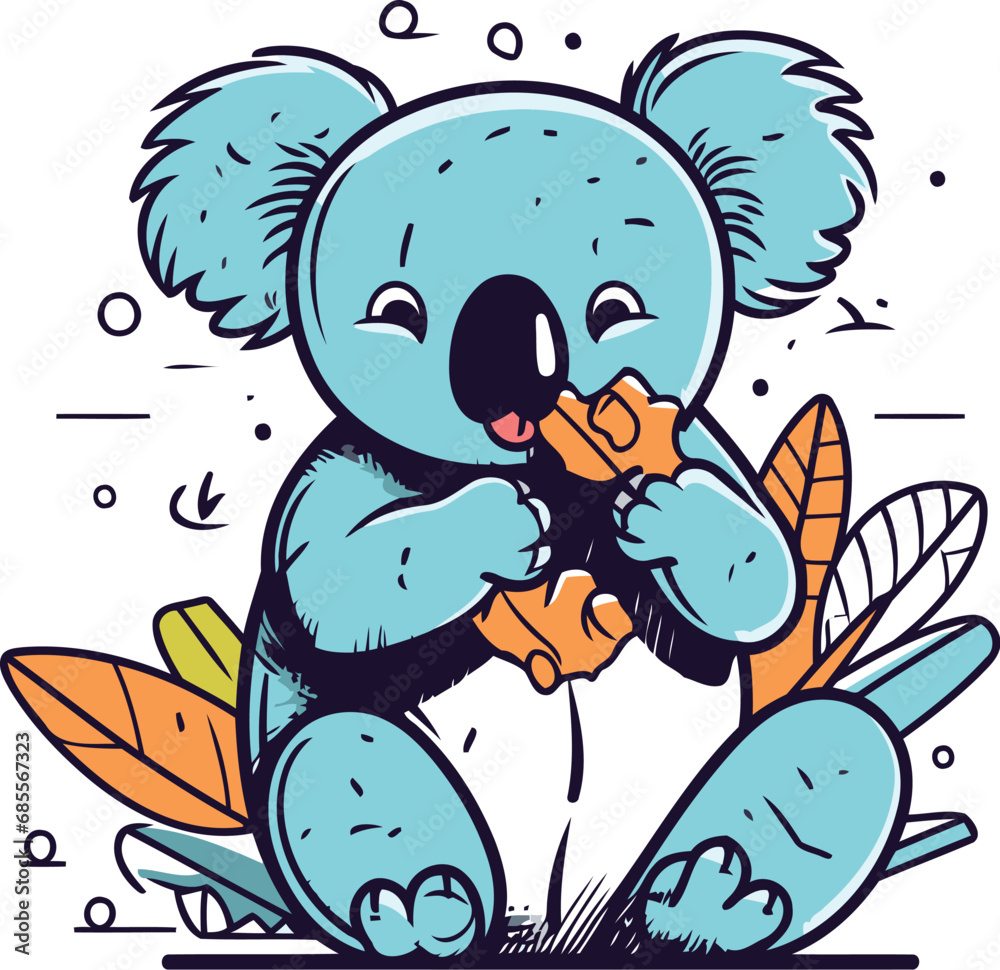 Cute cartoon koala vector illustration in doodle style