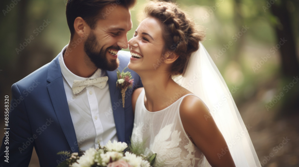 Happy wedding photography of bride and groom Happy wedding photography of bride and groom