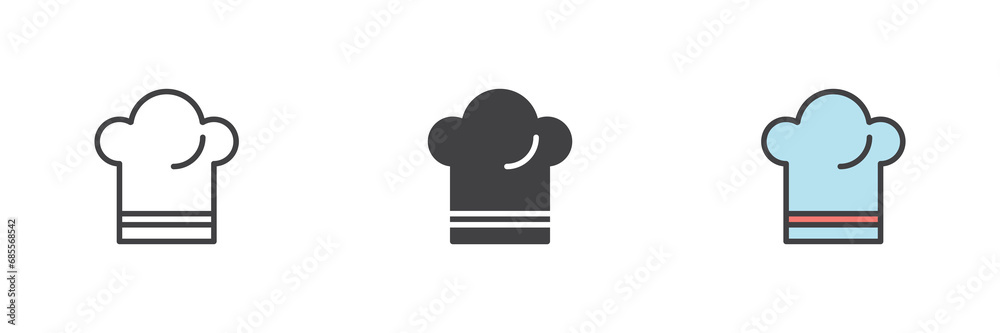 Chef hat different style icon set Chef hat different style icon set