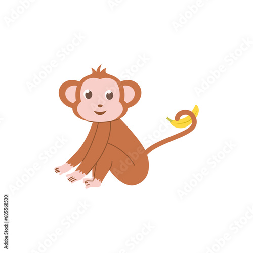 cute animal monkey vector set animal