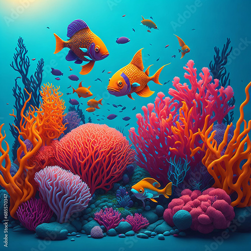 fish in tropical coral reef