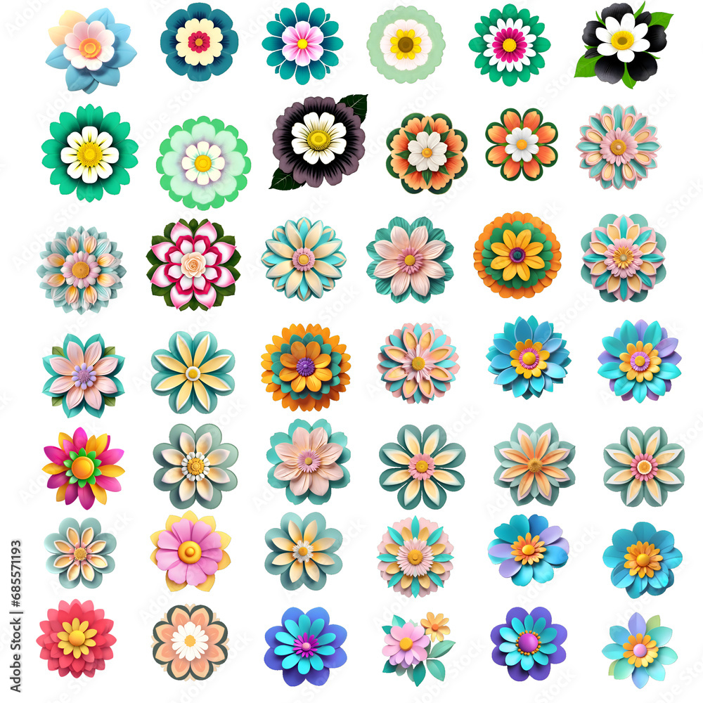 Pastel color 3D cartoon cute flower.. Pastel color 3D cartoon cute flower..