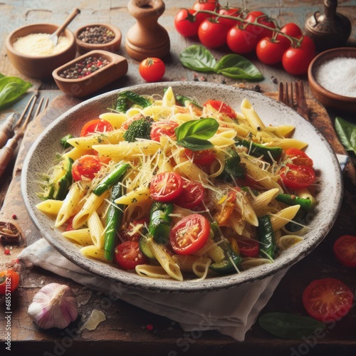 delicious traditional italian pasta primavera photo