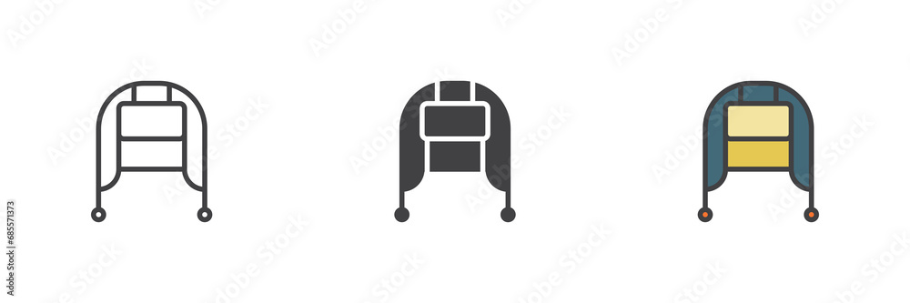 Winter hat different style icon set Winter hat different style icon set