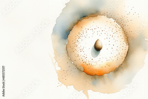 The mustard seed. Watercolor illustration of the little seed. Christian concept photo