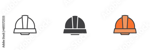 Helmet or hard hat different style icon set