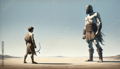 Illustration of David and Goliath photo
