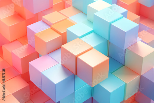 Abstract Geometric Background with Pastel Colors and Cubes