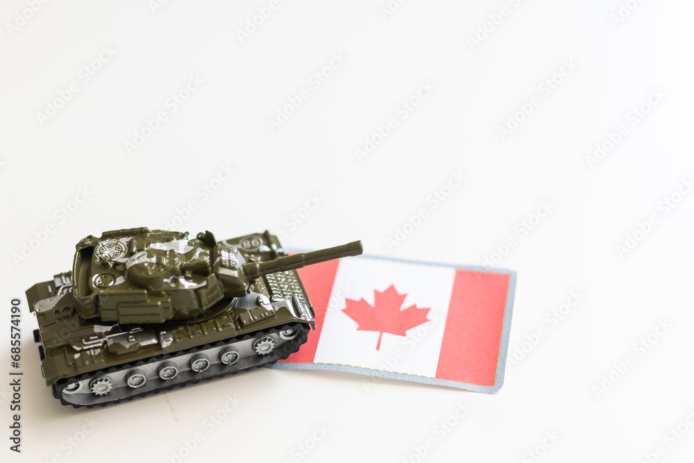 heavy tank on the Canada flag background. 3d Illustration heavy tank on the Canada flag background. 3d Illustration