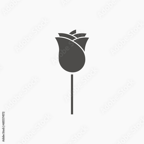 Rose icon vector. Flower, plant, petal symbol sign