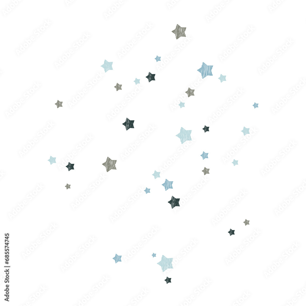 Modern template of luxurious black stars. Elegant design for greeting cards, business, presentation or congratulations. Meteoroids, comets, asteroids and stars. Powder on white background. Png.