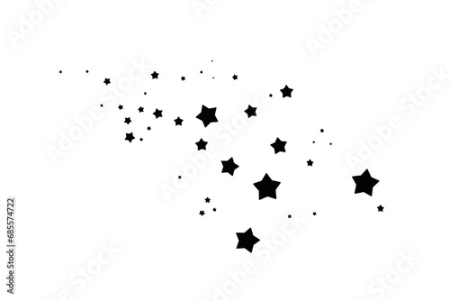 Modern template of luxurious black stars. Elegant design for greeting cards, business, presentation or congratulations. Meteoroids, comets, asteroids and stars. Powder on white background. Png.