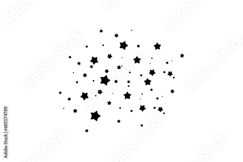 Modern template of luxurious black stars. Elegant design for greeting cards, business, presentation or congratulations. Meteoroids, comets, asteroids and stars. Powder on white background. Png.