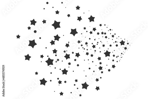 Modern template of luxurious black stars. Elegant design for greeting cards  business  presentation or congratulations. Meteoroids  comets  asteroids and stars. Star black Powder on white background.