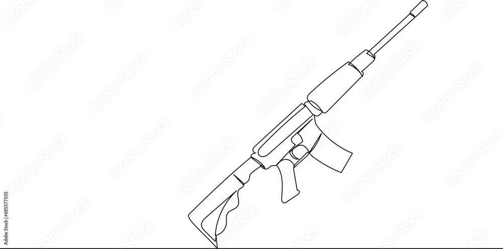 rifle line drawing on white background vector