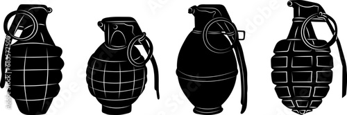 hand grenades silhouette on white background vector