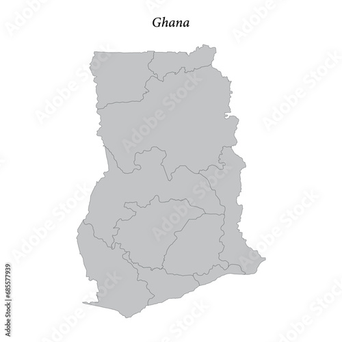 Simple flat Map of Ghana with borders