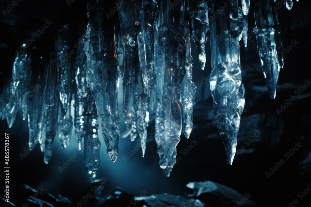 the cave contains some ice and icicles and a light the cave contains some ice and icicles and a light