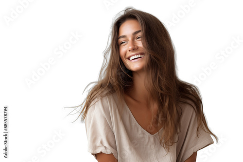 Natural Woman Smiling on Transparent Background