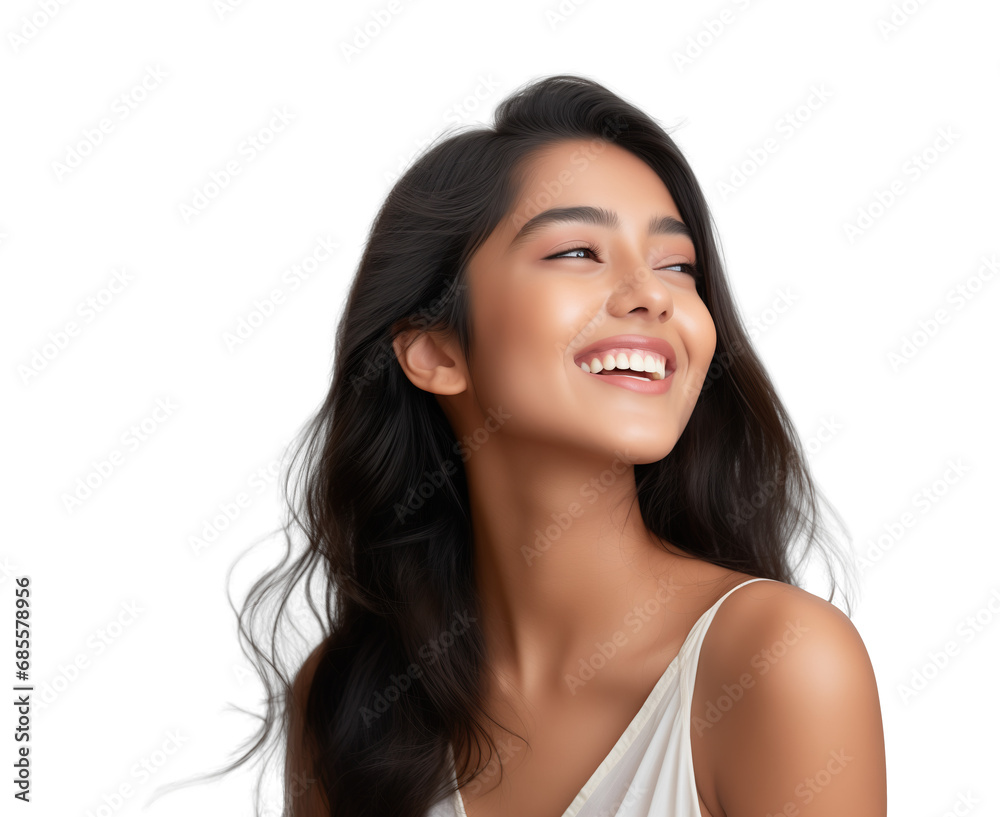 Natural Woman Smiling with Flowing Hair Natural Woman Smiling with Flowing Hair