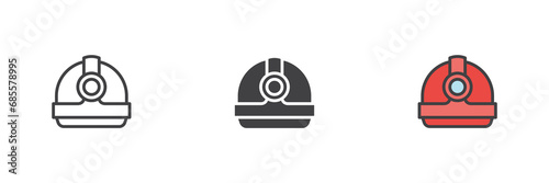 Torch helmet different style icon set