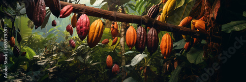 Ripe of cacao plant tree wallpaper photo