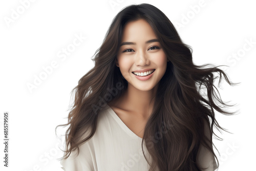 Natural Woman Smiling with Flowing Hair