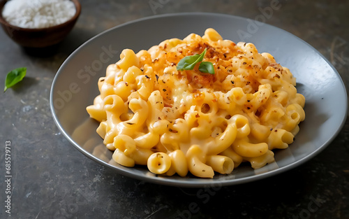 Capture the essence of Mac and Cheese in a mouthwatering food photography shot Generative AI photo