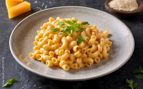 Capture the essence of Mac and Cheese in a mouthwatering food photography shot Generative AI photo