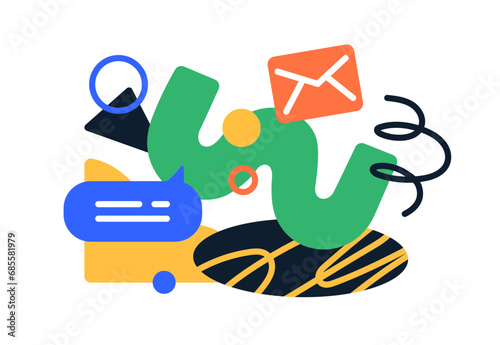Abstract communication concept. Geometric shapes, creative elements compositi...