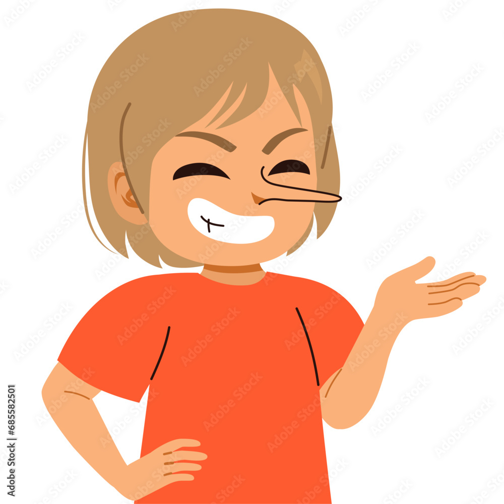 Little Boy Telling Lies having a big nose suffering from compulsive dishonest behavior. Naughty child misbehaving telling lies bad education concept Little Boy Telling Lies having a big nose suffering from compulsive dishonest behavior. Naughty child misbehaving telling lies bad education concept